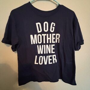 Modern Lux Dog Mother Wine Lover Tee - Navy